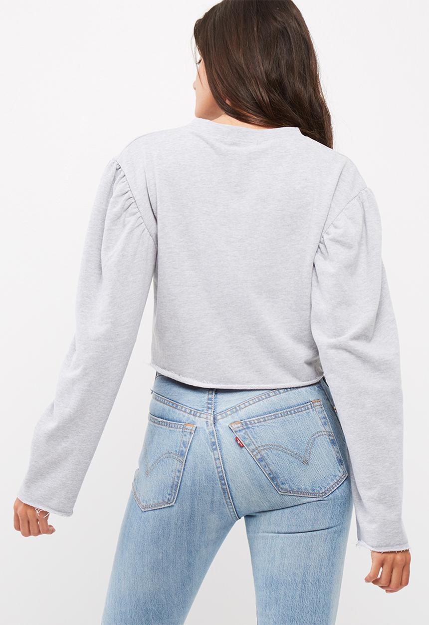 Missguided - Puff sleeve applique cropped sweat
