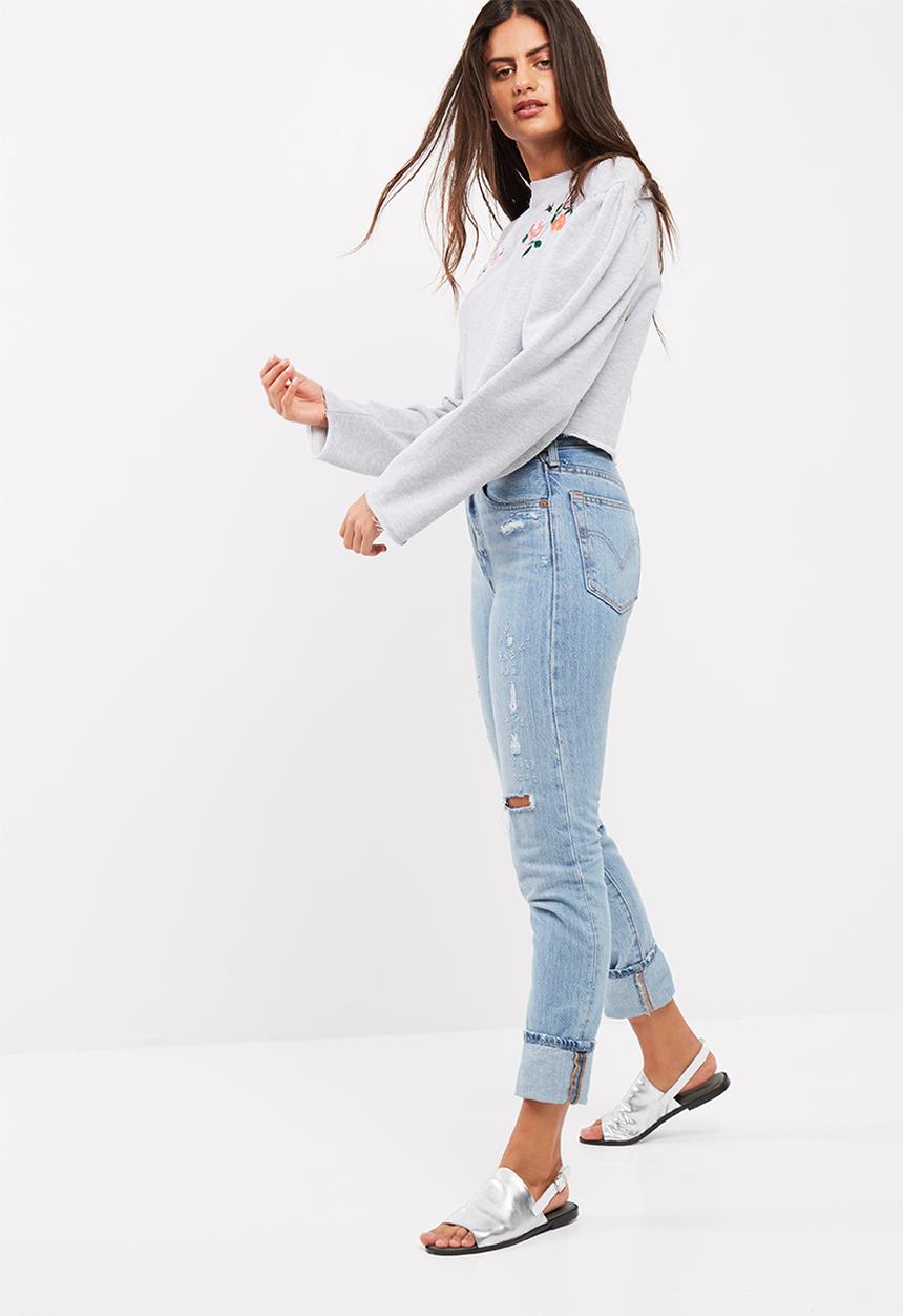 Missguided - Puff sleeve applique cropped sweat