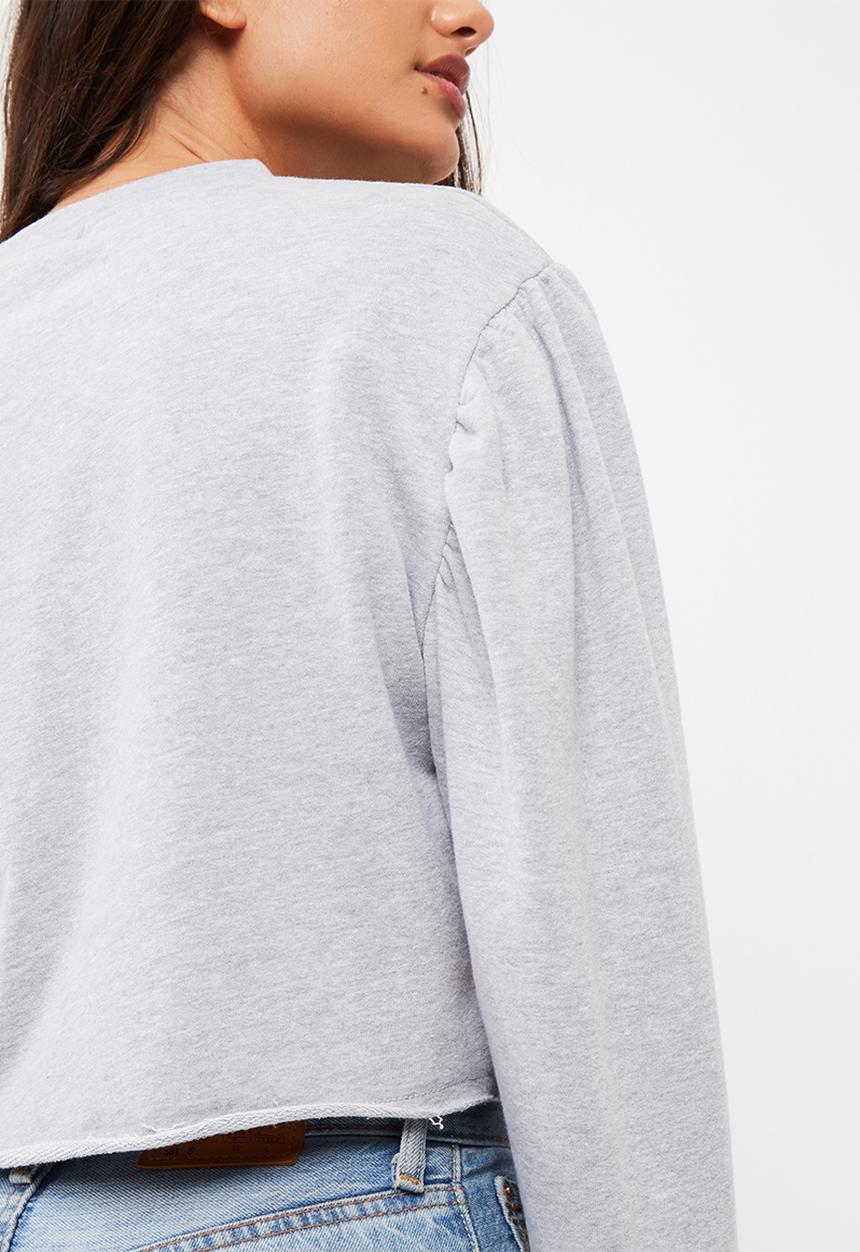 Missguided - Puff sleeve applique cropped sweat