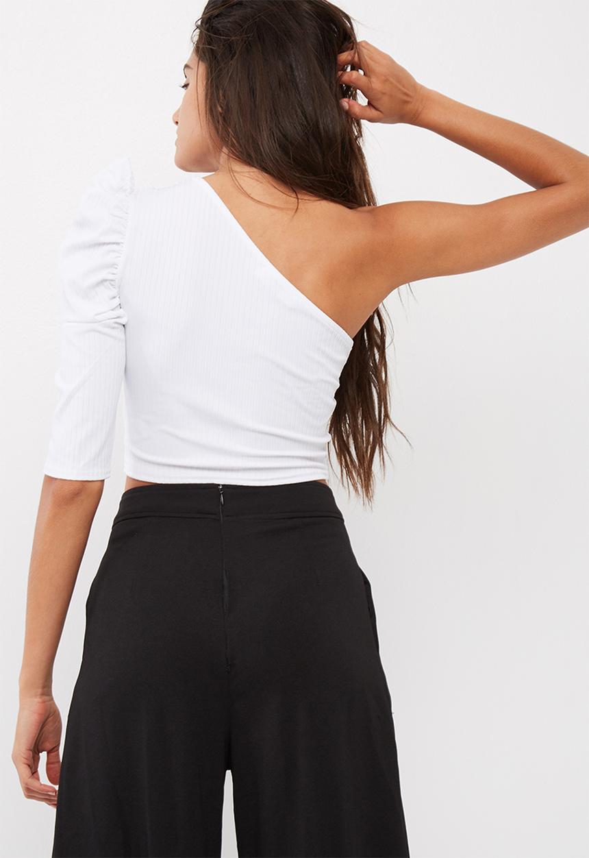 Missguided - Pleated one shoulder ribbed crop top