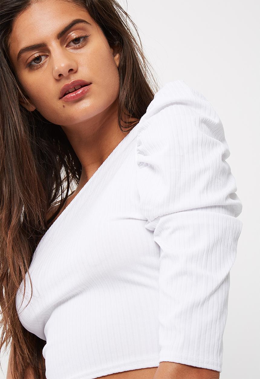 Missguided - Pleated one shoulder ribbed crop top