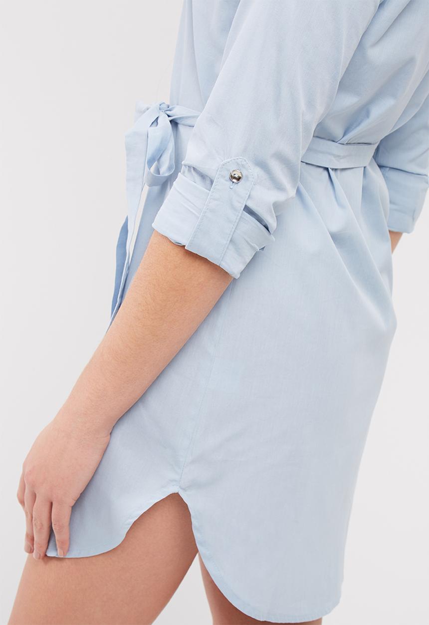 dailyfriday - Poplin shirt dress with self fabric tie belt