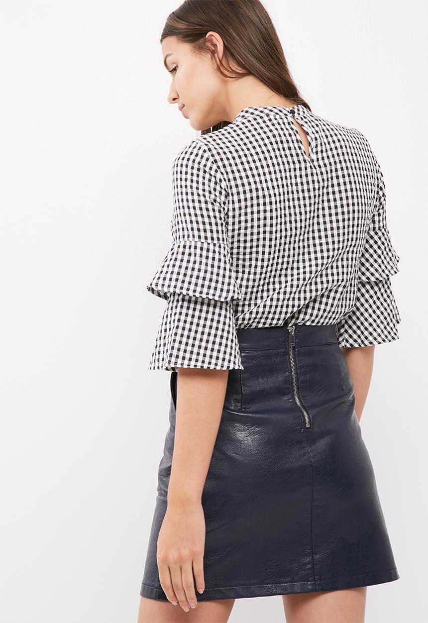 ONLY - Pepita flared gingham blouse