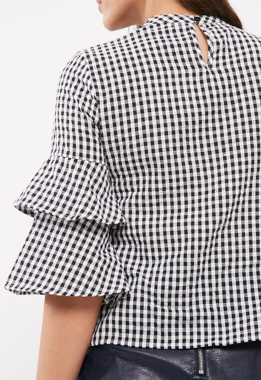 ONLY - Pepita flared gingham blouse
