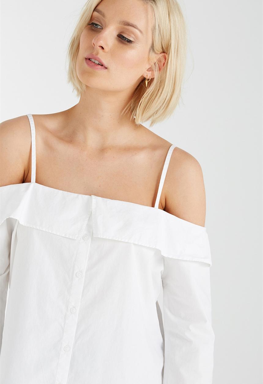 Cotton On - Hayley cold shoulder poplin top