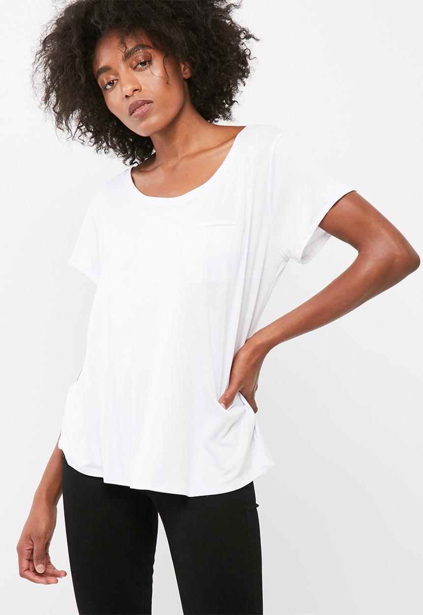 dailyfriday - Scoopneck relaxed tee with turn back cuff