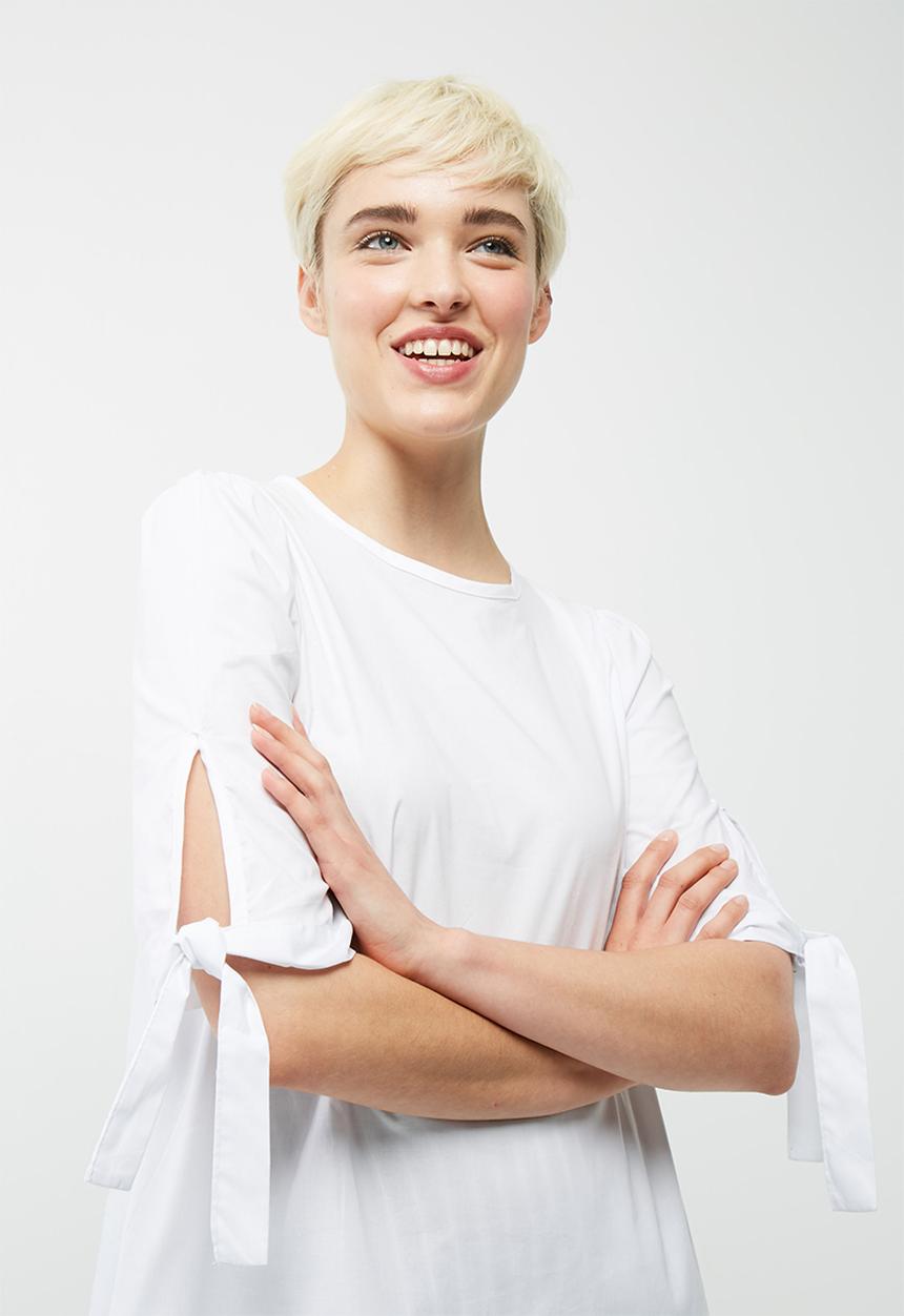 dailyfriday - Poplin blouse with tie sleeve
