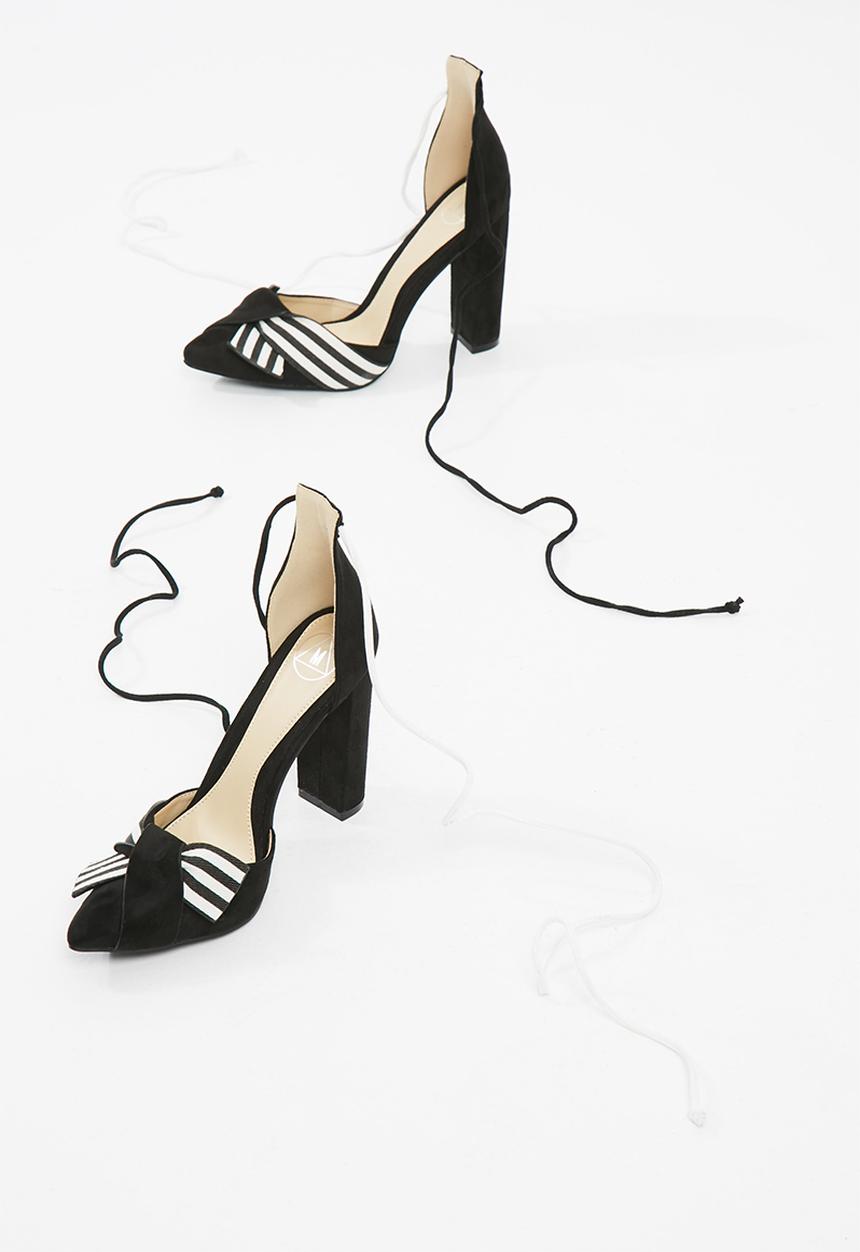 Missguided - Striped wrap around block heel
