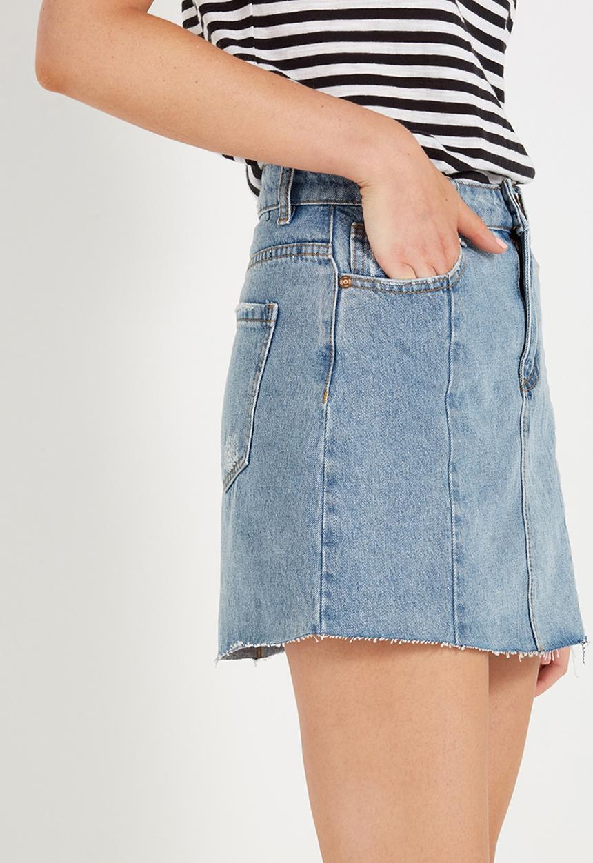 Cotton On - A line mini panelled denim skirt