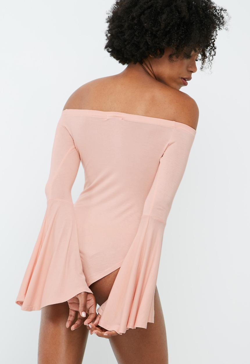 dailyfriday - Flared sleeve off shoulder bodysuit
