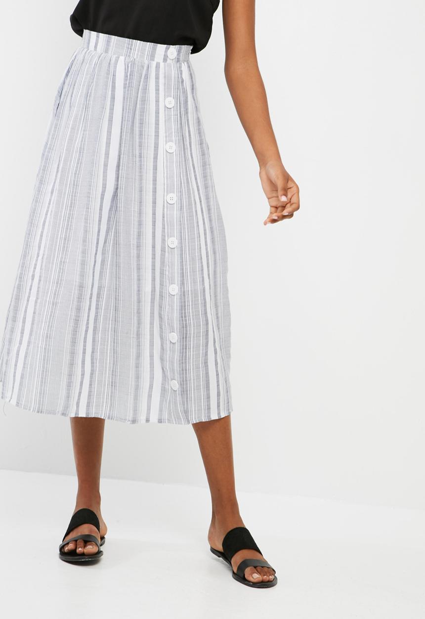 dailyfriday - Stripe button through midi skirt