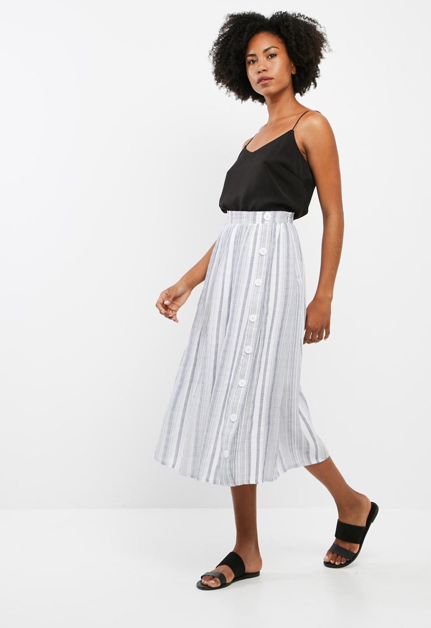 dailyfriday - Stripe button through midi skirt