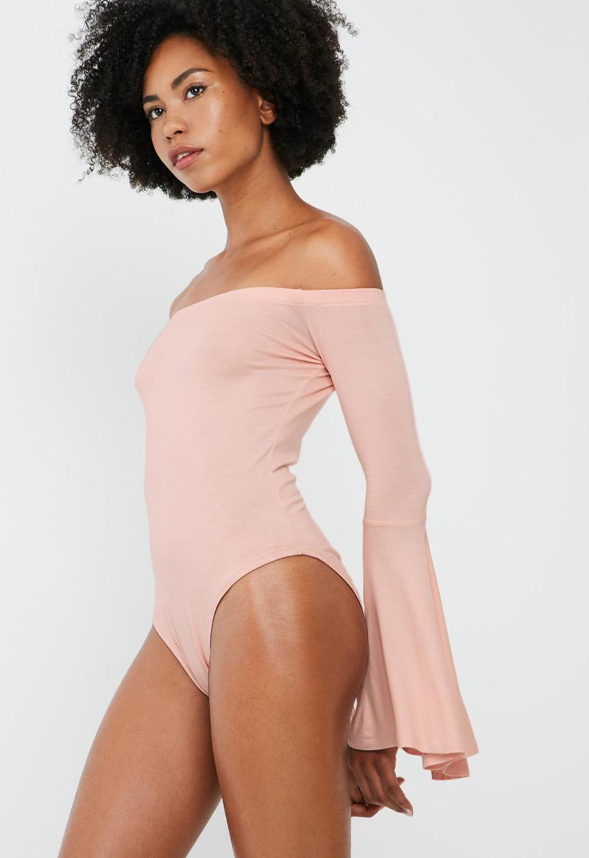 dailyfriday - Flared sleeve off shoulder bodysuit