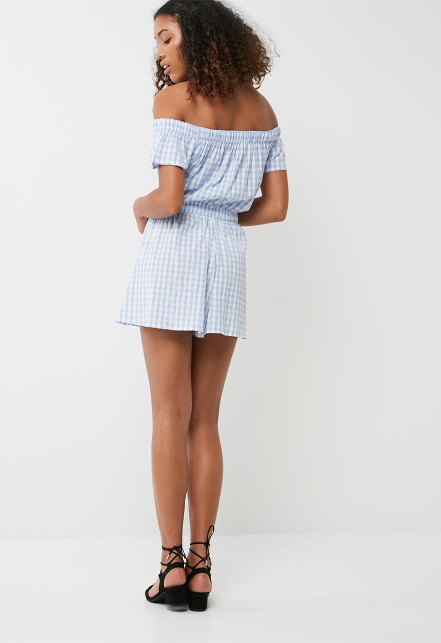 dailyfriday - Gingham off shoulder playsuit