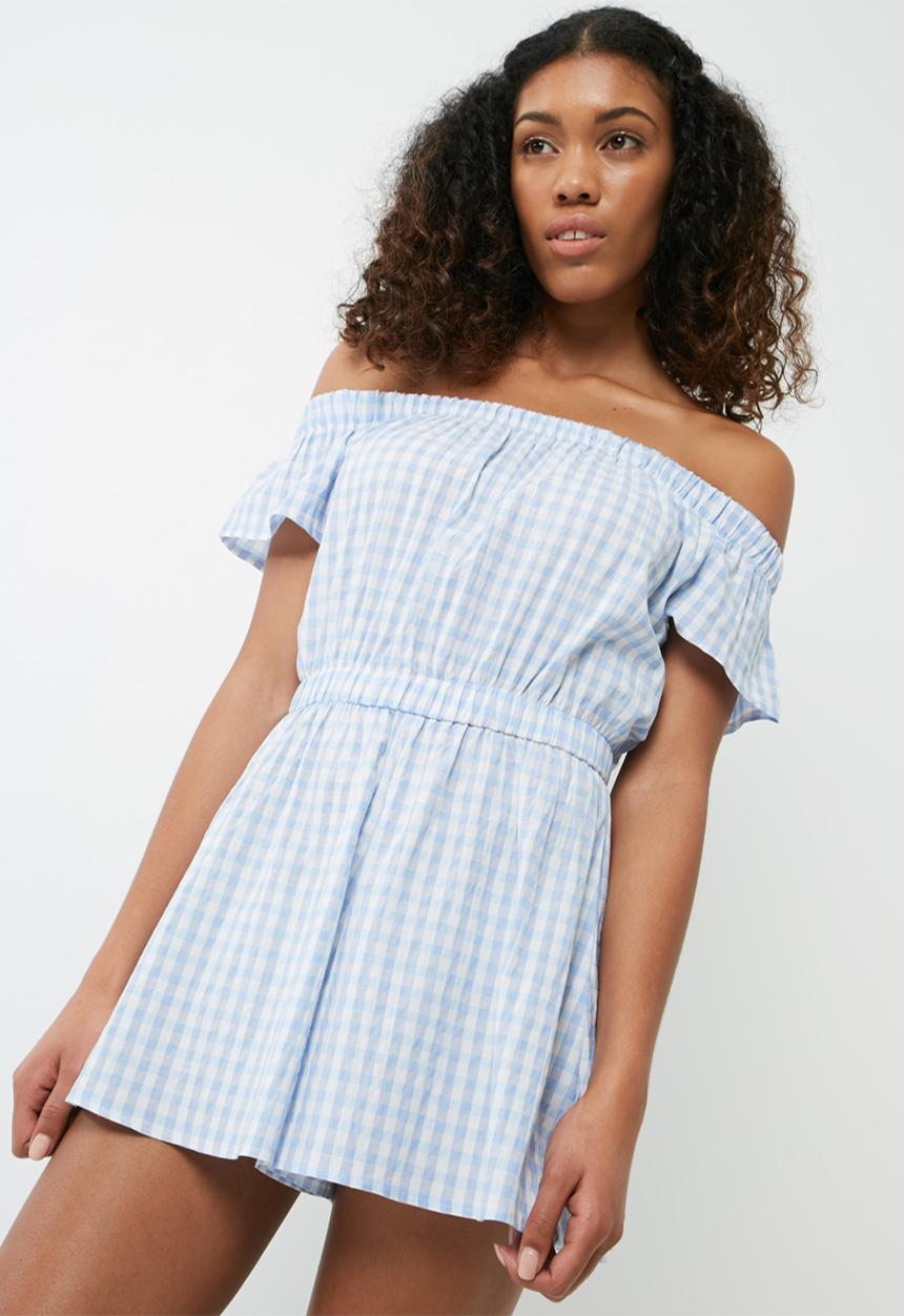 dailyfriday - Gingham off shoulder playsuit