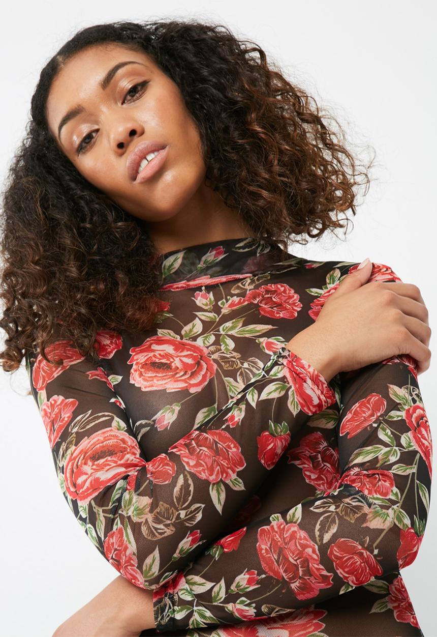 Missguided - Floral mesh bodysuit