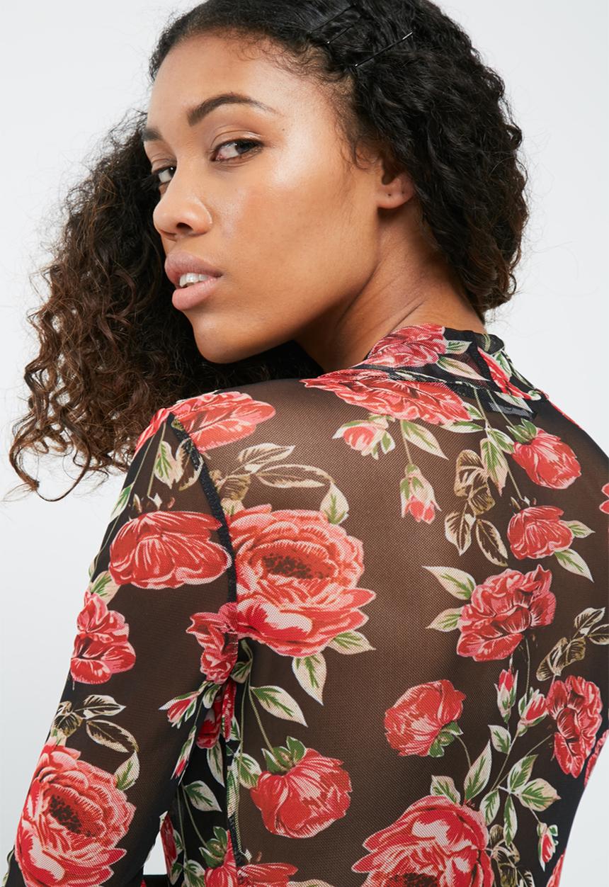 Missguided - Floral mesh bodysuit
