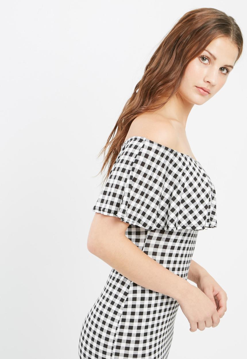 Missguided - Gingham layer bardot dress