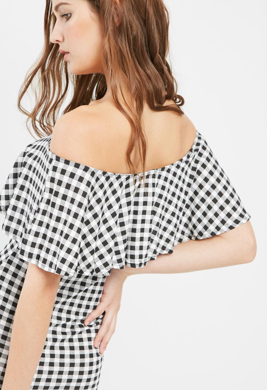Missguided - Gingham layer bardot dress