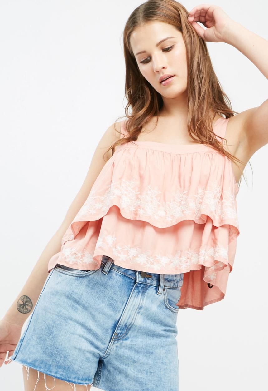 Missguided - Double layered embroidered cami top
