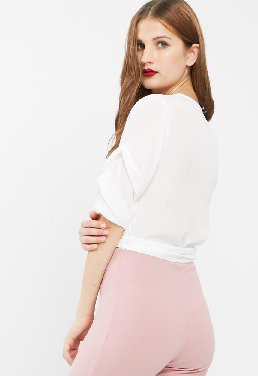 Missguided - Ruched sleeve wrap over blouse
