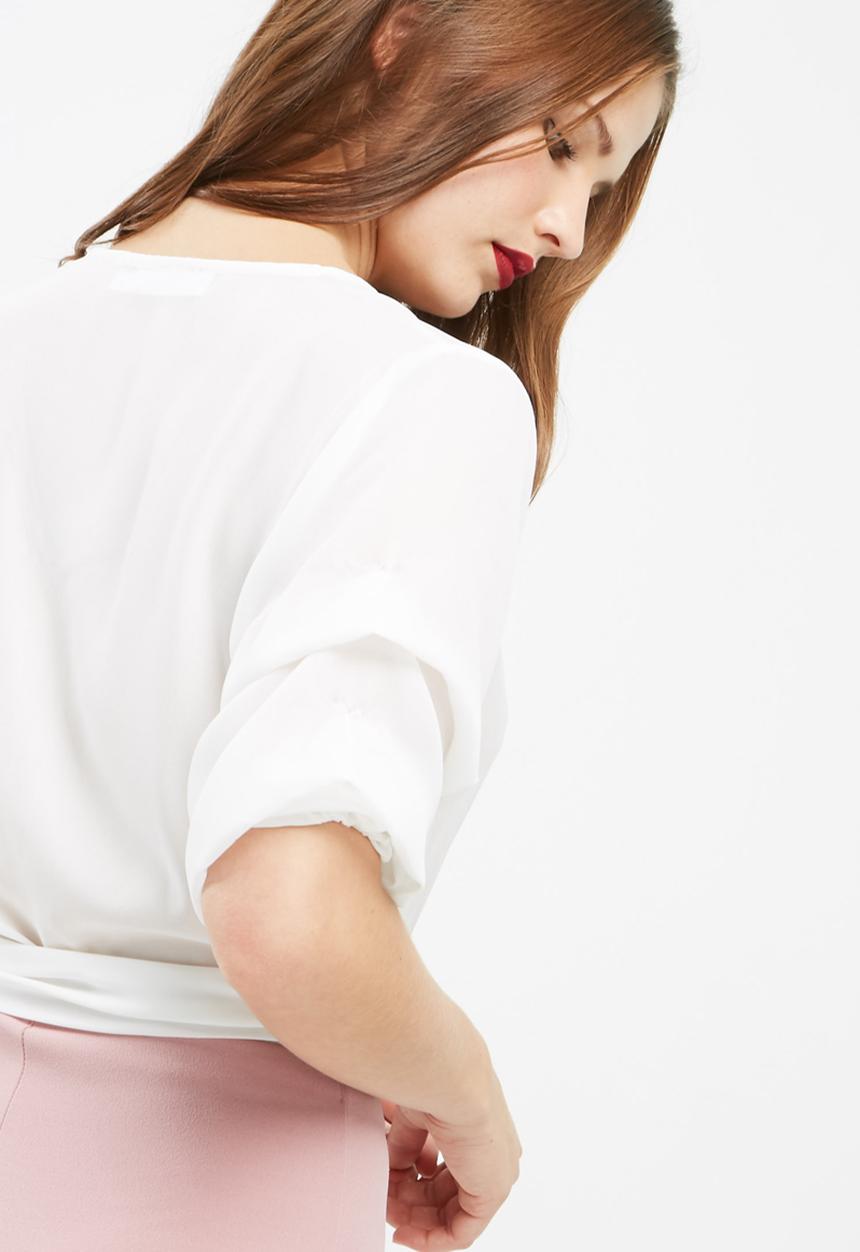 Missguided - Ruched sleeve wrap over blouse