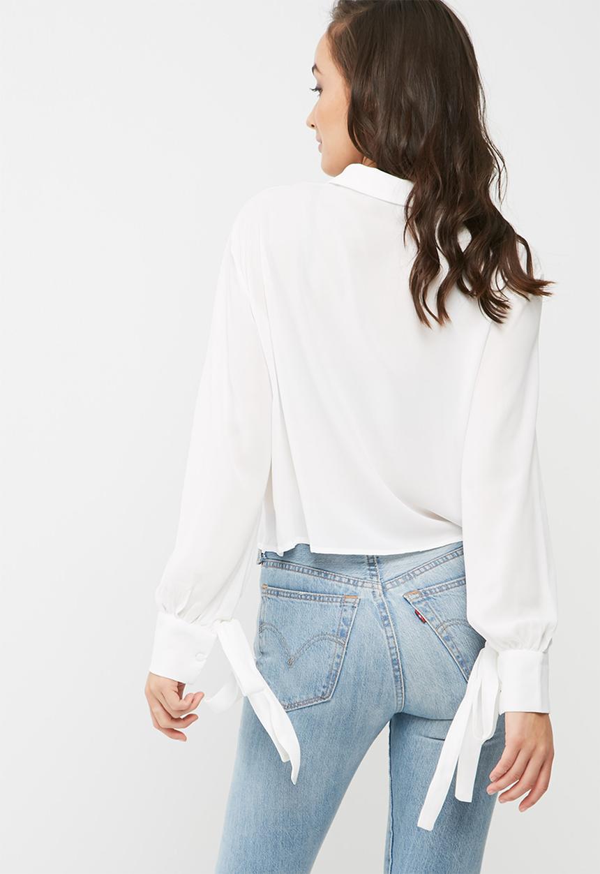 Missguided - Button through tie cuff collared shirt