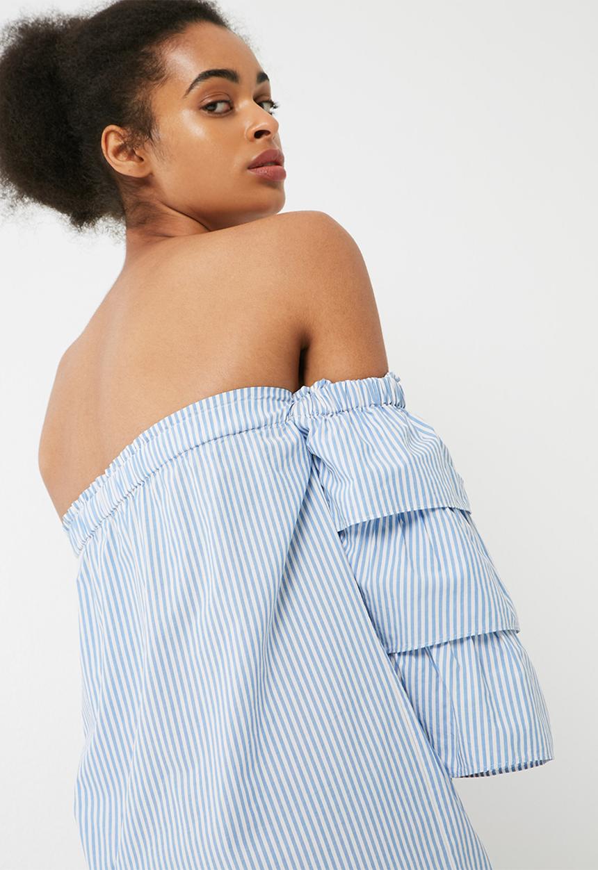 dailyfriday - Tiered sleeve off the shoulder dress