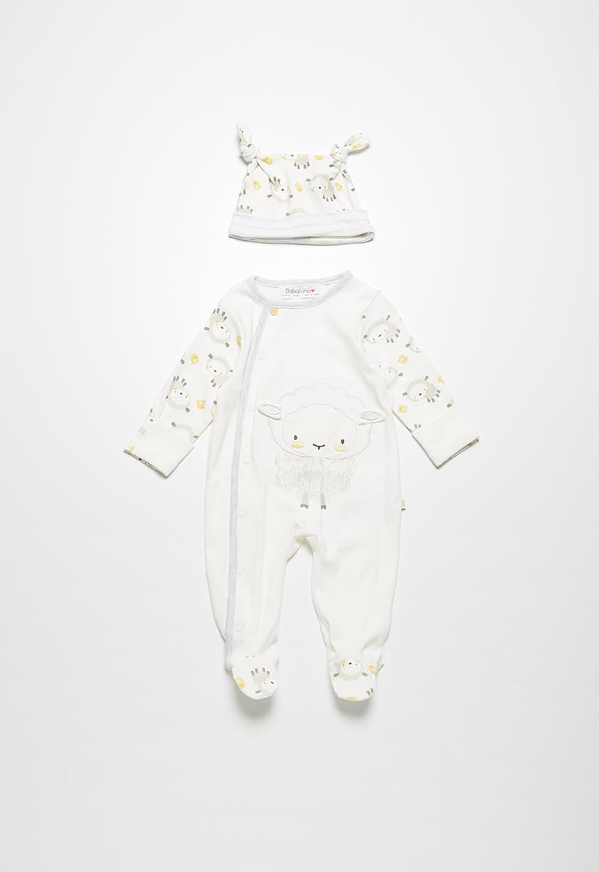 Babaluno - Lamb sleepsuit & hat set