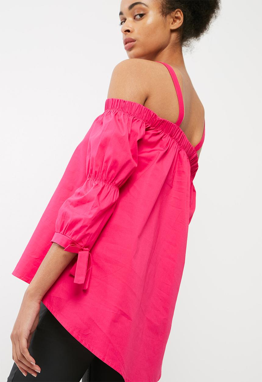 dailyfriday - Cold shoulder poplin blouse
