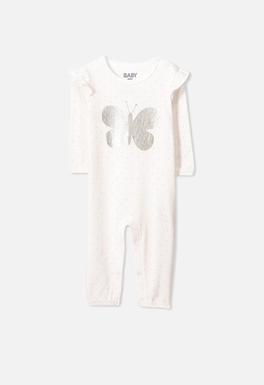 Cotton On - Mini ls ruffle snap romper