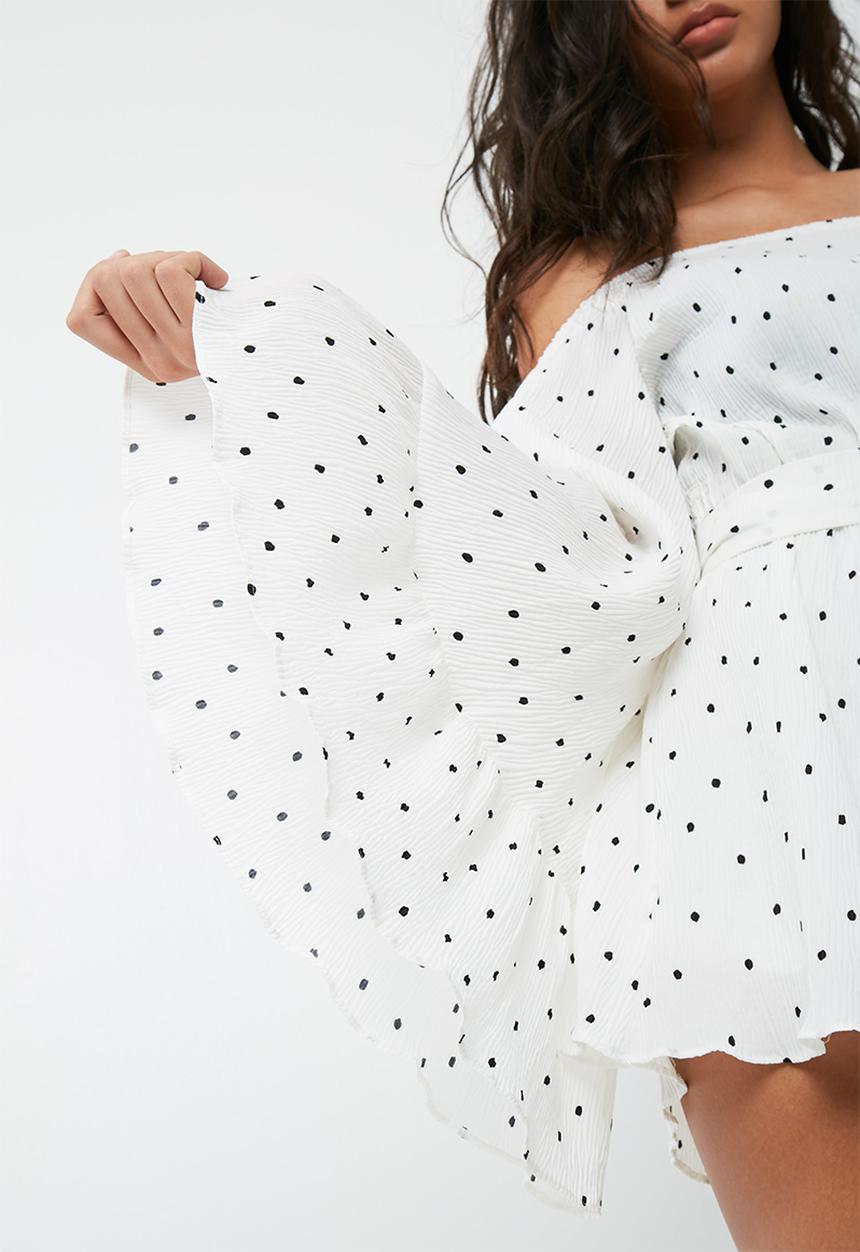 Missguided - Polka dot crinkle bardot playsuit