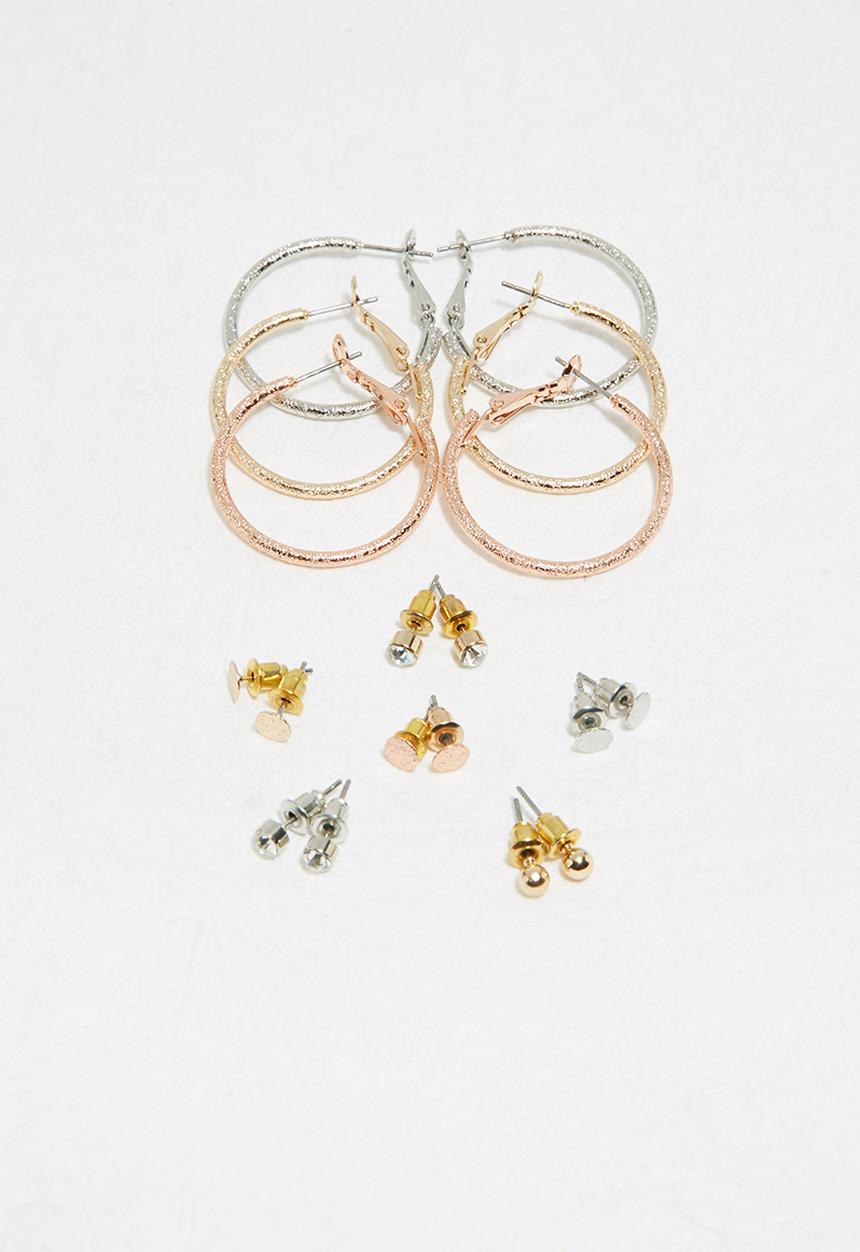 dailyfriday - Multi tone stud and hoop pack- multi