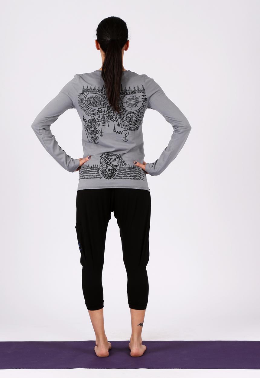 Yoga Utopia - Pretzel Yogawear Sak Yant Top – Grey
