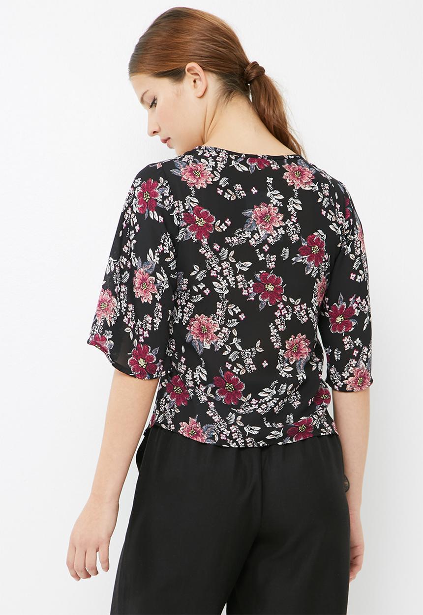 dailyfriday - Floral print knot front blouse