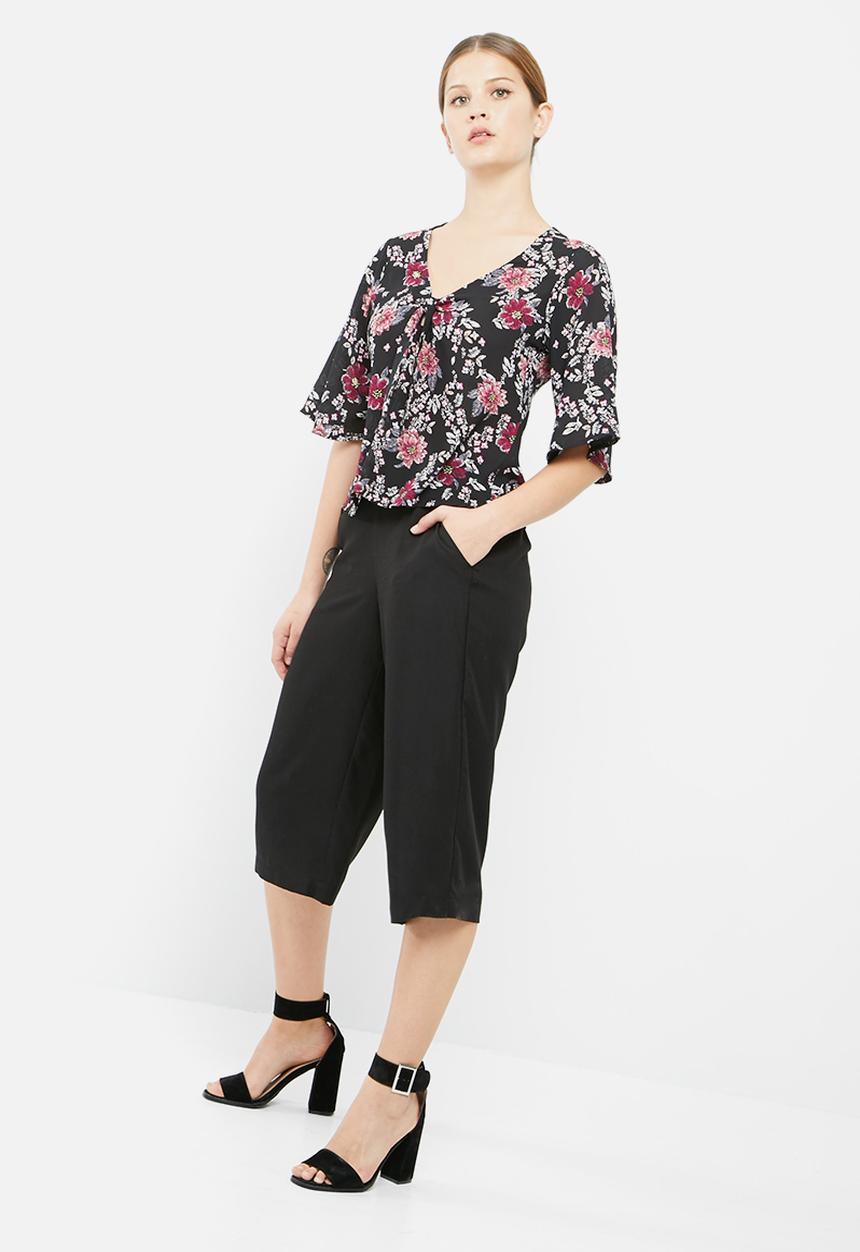 dailyfriday - Floral print knot front blouse