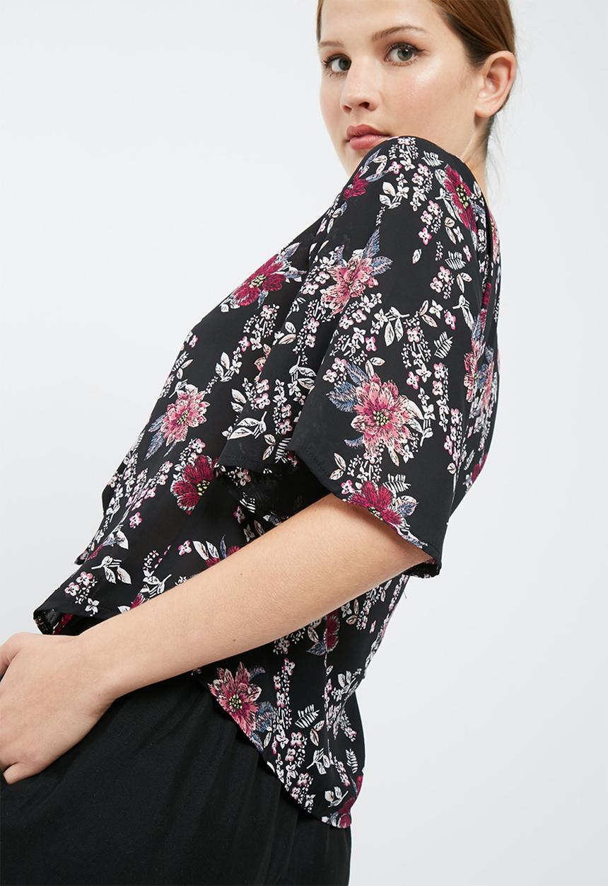 dailyfriday - Floral print knot front blouse