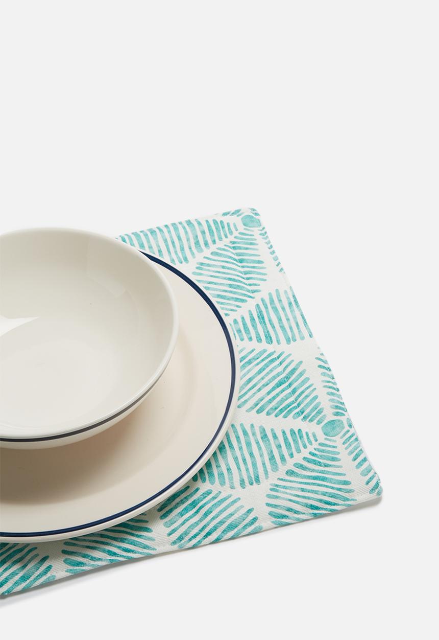 Grey Gardens - Aqua daisy placemat
