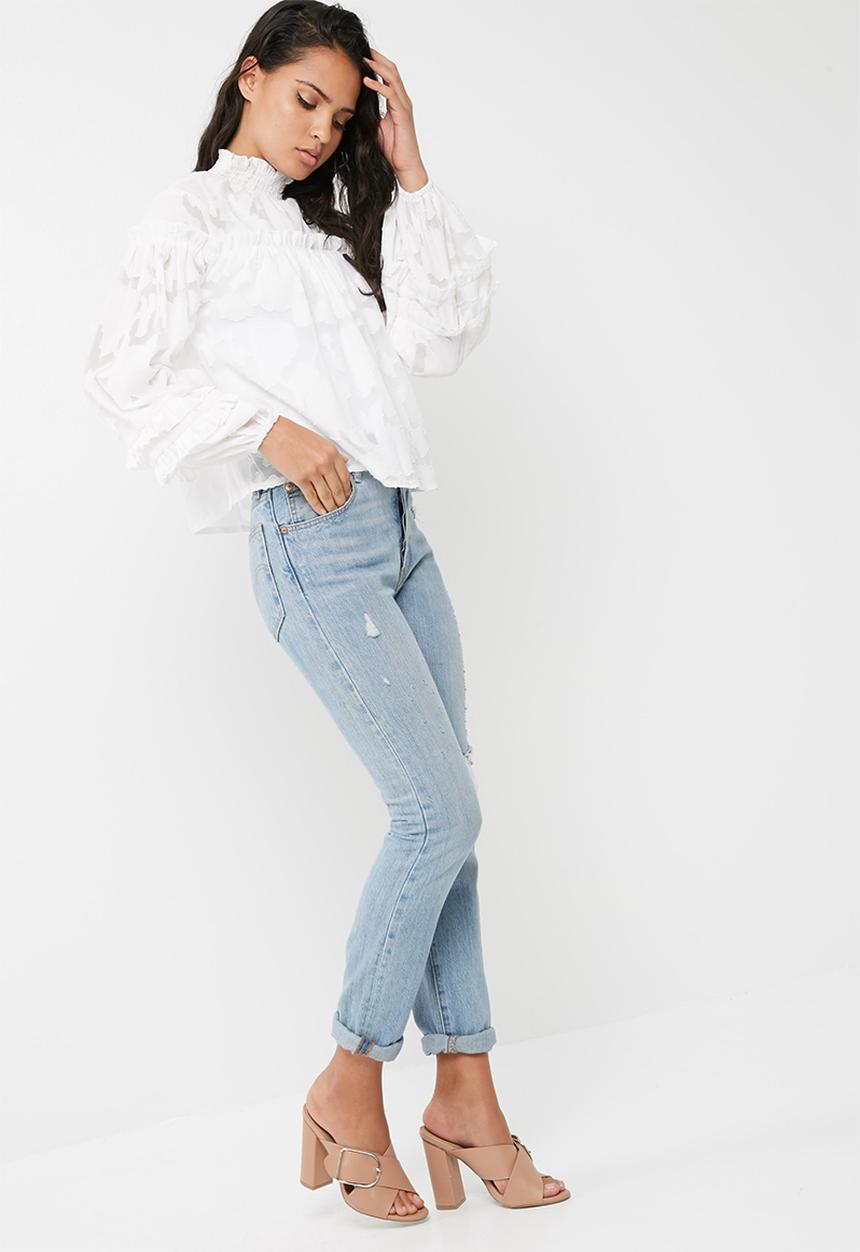 Missguided - Mesh high neck gathered detail blouse