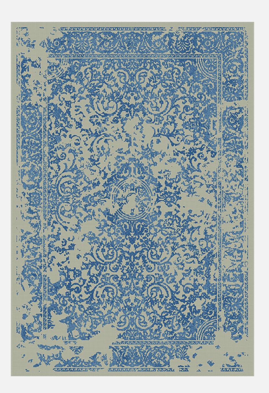 Sixth Floor - Vintage rug - dark blue & cream