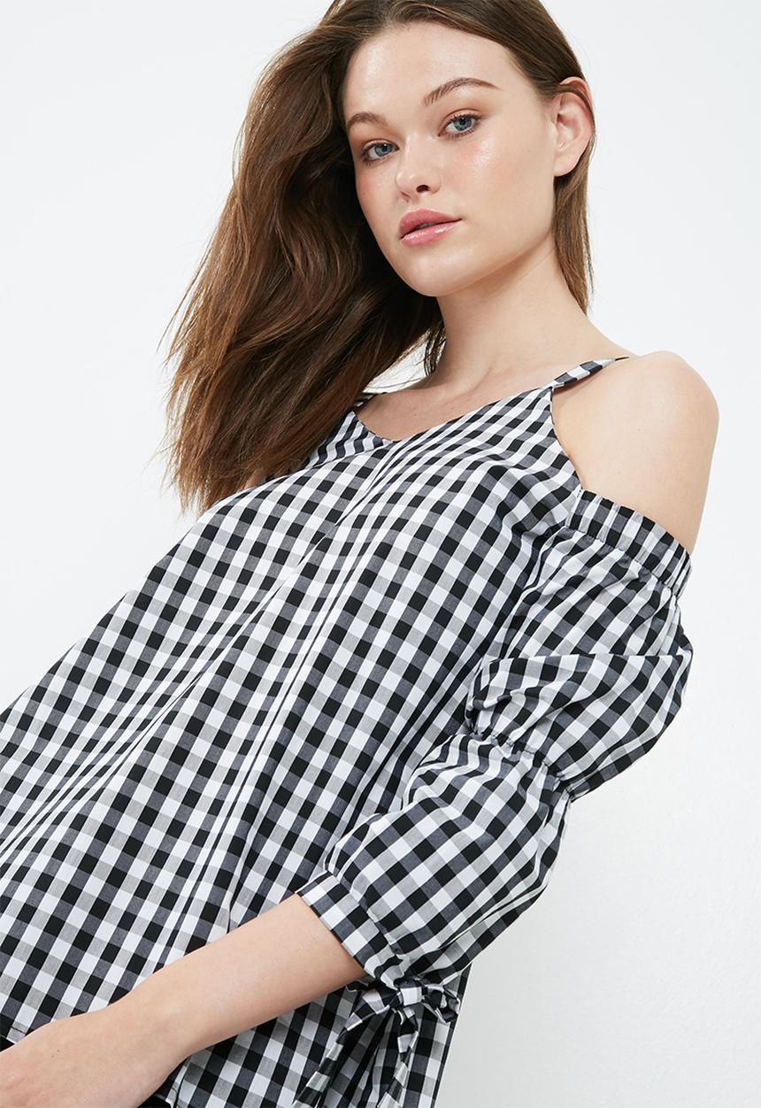 dailyfriday - Cold shoulder poplin blouse