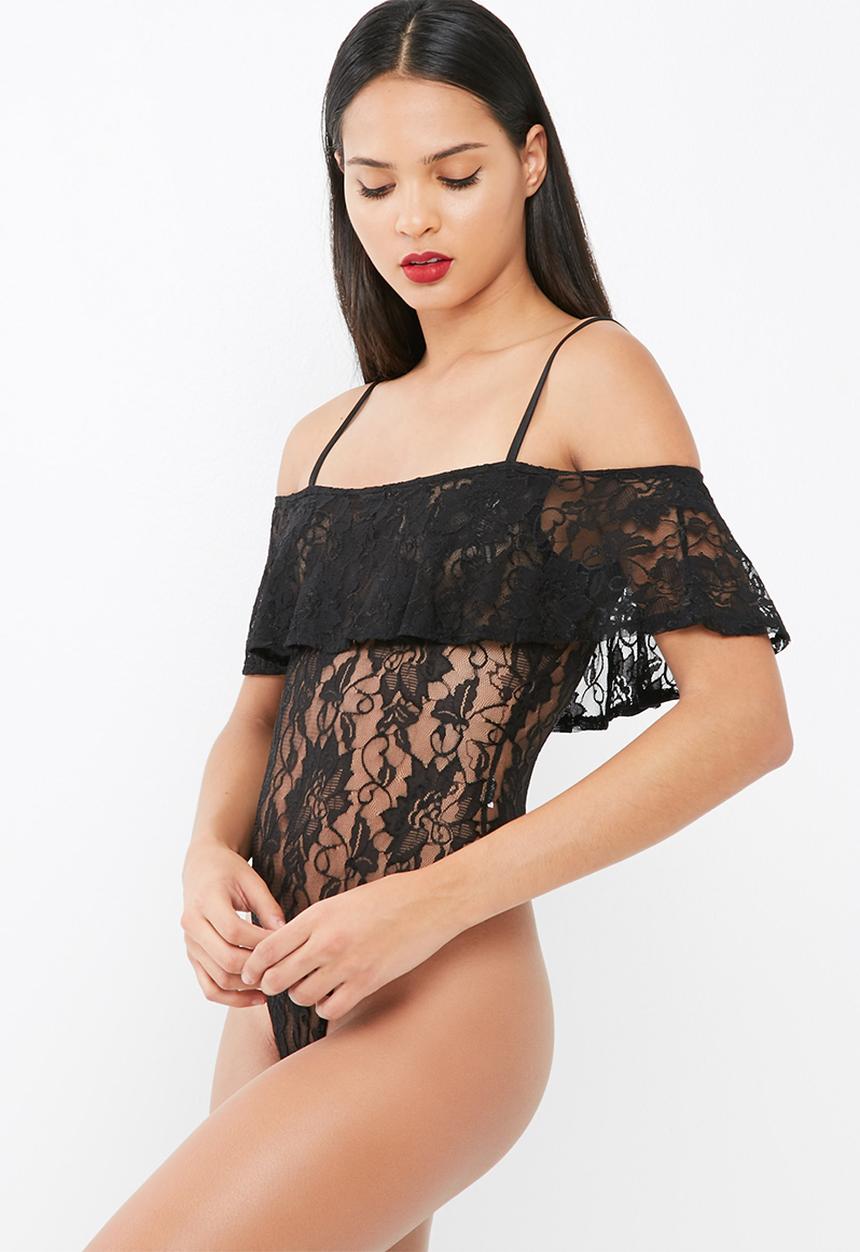Missguided - Lace frill bardot bodysuit