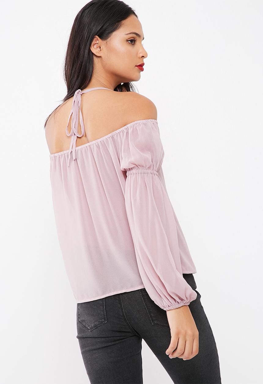 Missguided - Halter supported bardot chiffon blouse
