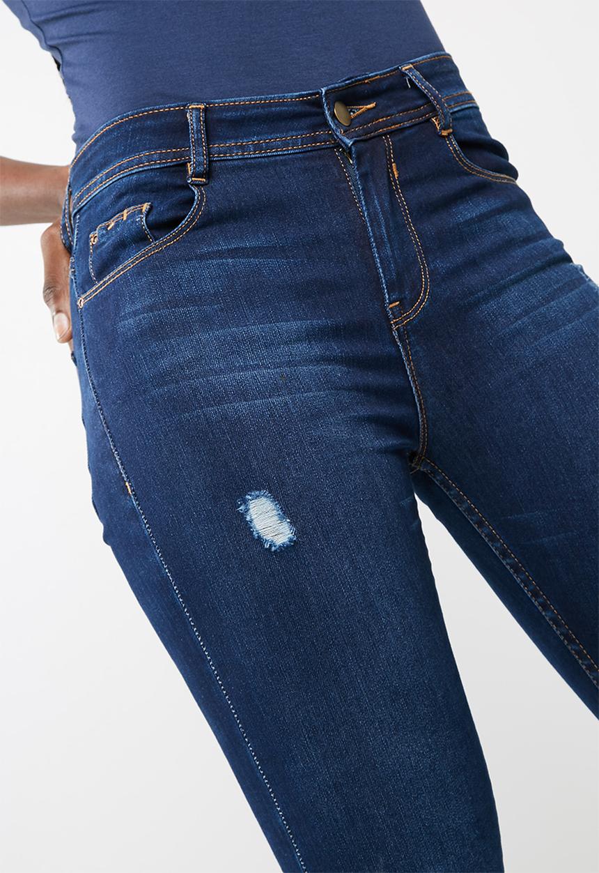 dailyfriday - Slanted frayed hem mid rise skinny