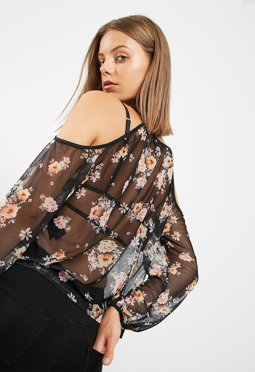 New Look - Esme printed mesh top