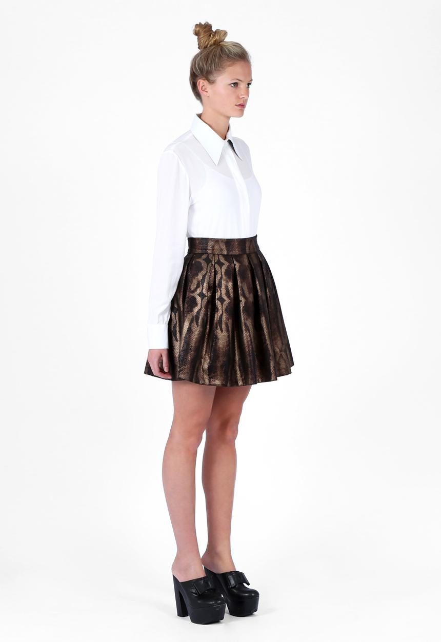 Georgie.B Boutique - White Shirt with Leather Collar – White