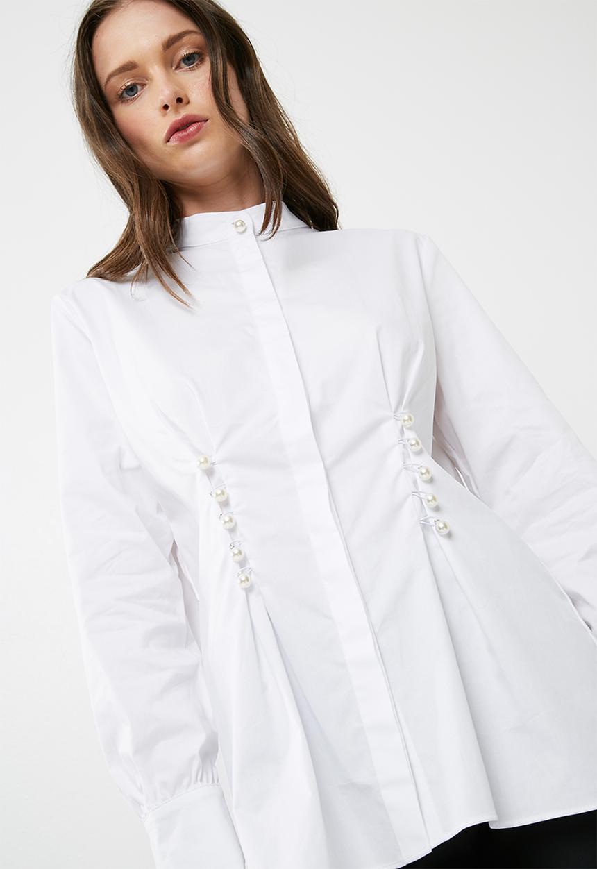 dailyfriday - Poplin shirt with pearl buttons