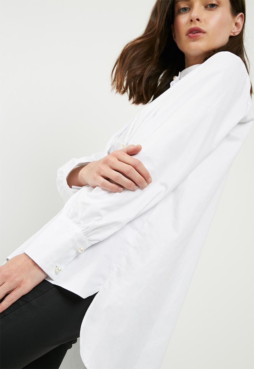 dailyfriday - Poplin shirt with pearl buttons