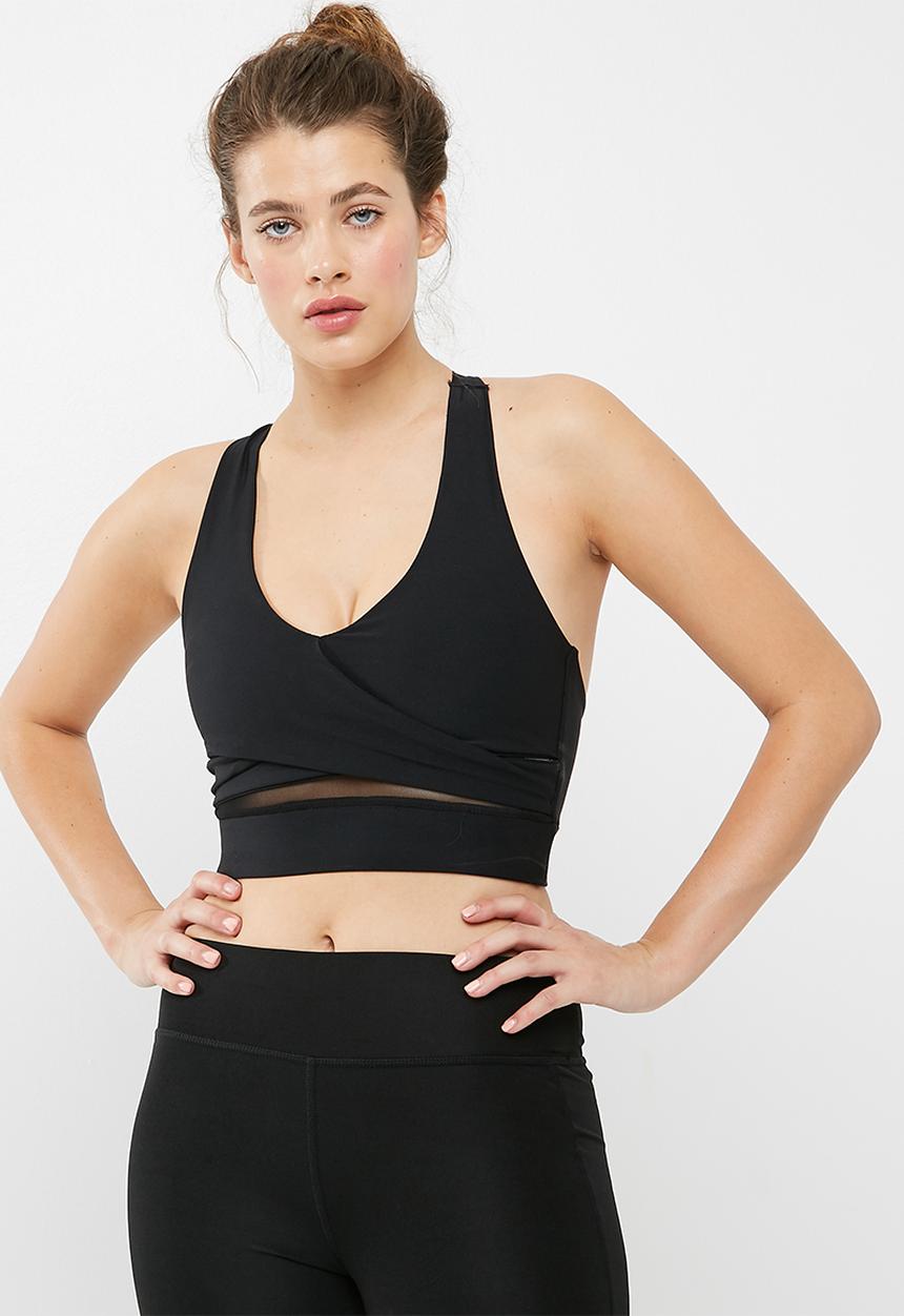 South Beach  - Mesh panel sports bra crop top