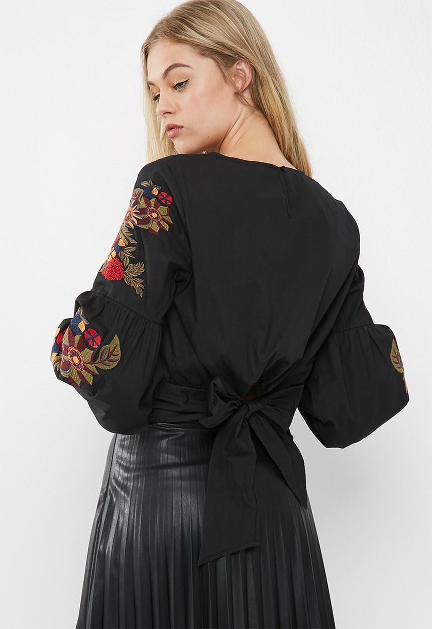 dailyfriday - Embroidered blouse with bow back